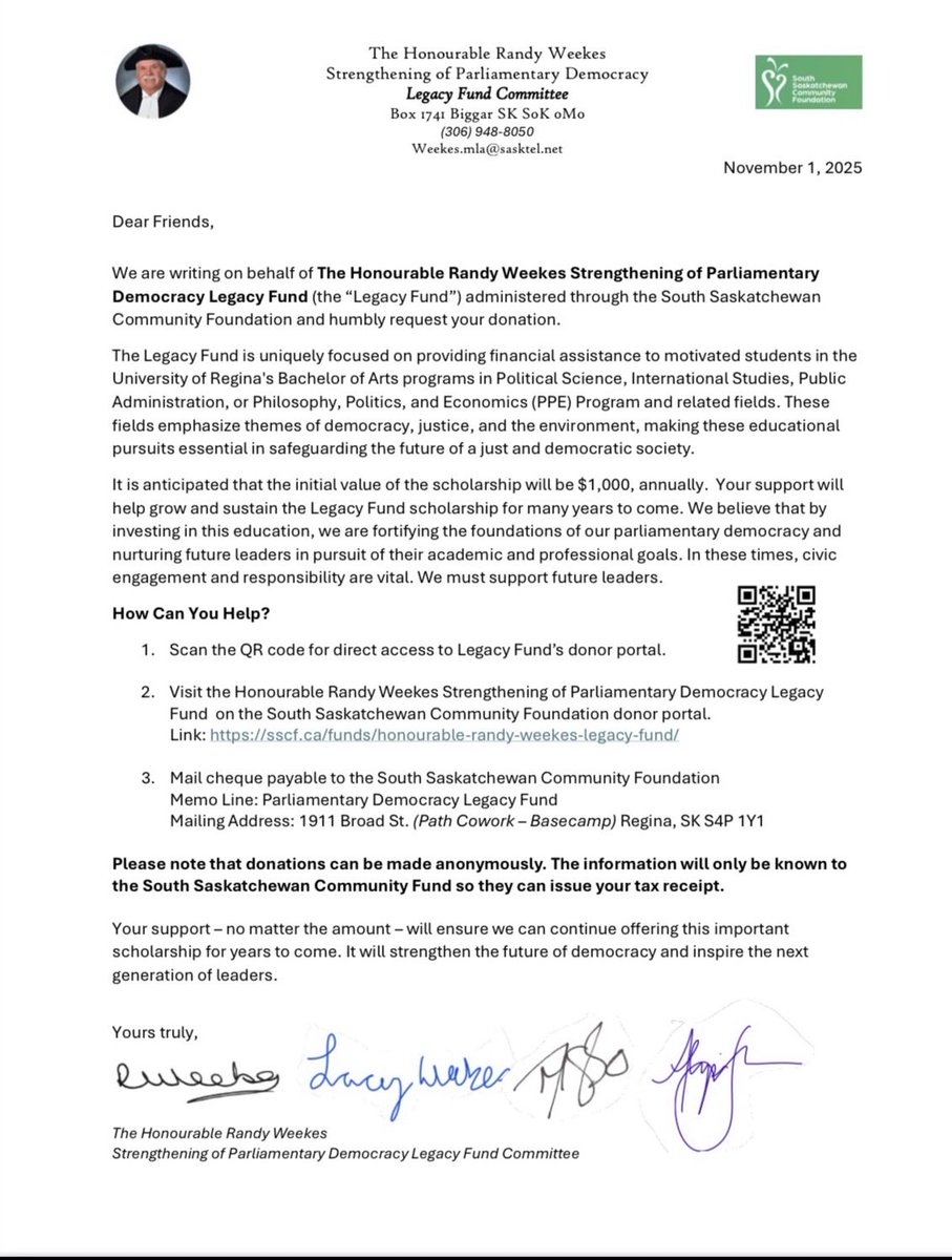 Hon. Randy Weekes tweet media