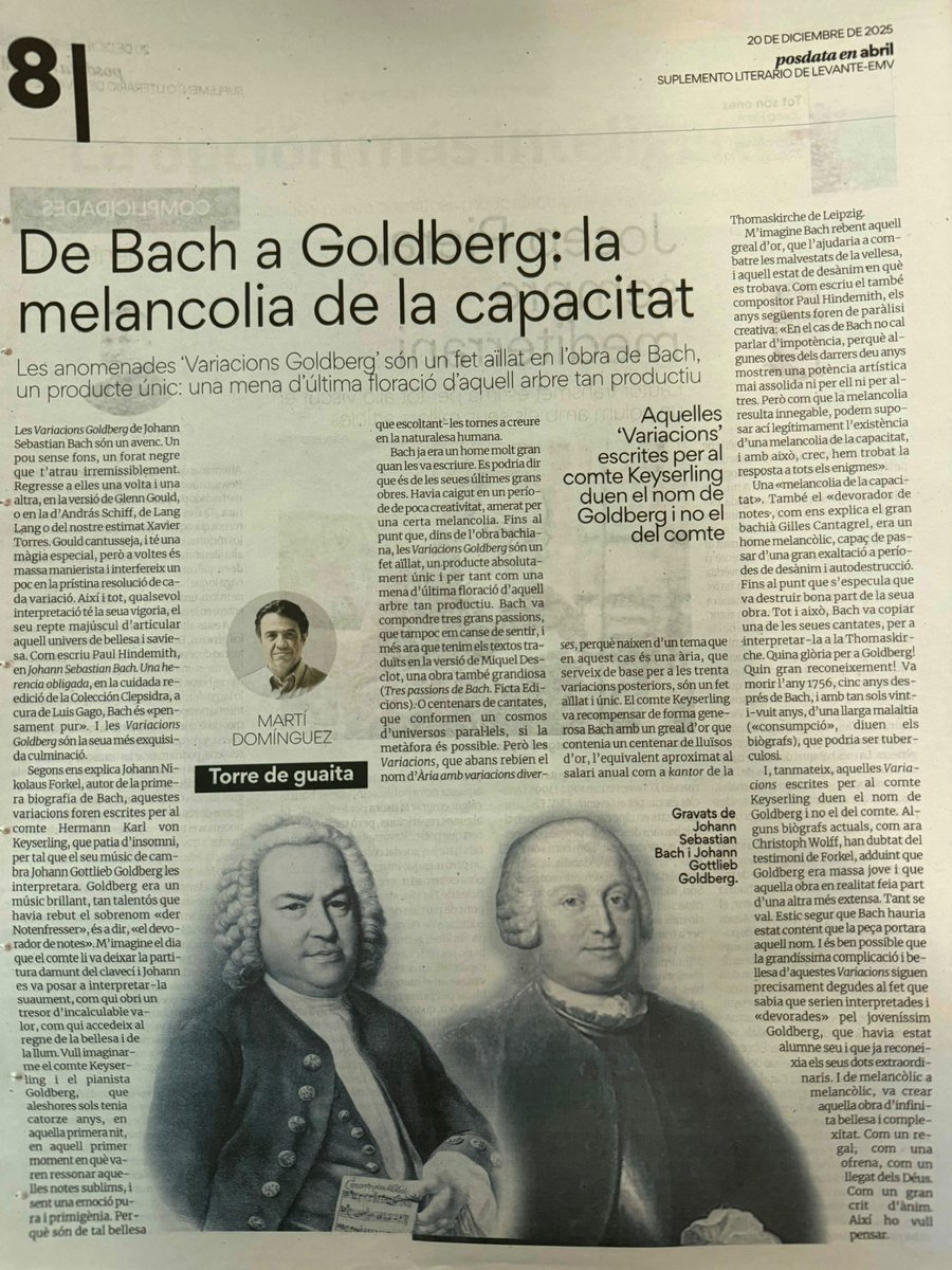 De Bach a Goldberg o l’infinit. #Posdata <a href="/levante_emv/">Levante-EMV</a>