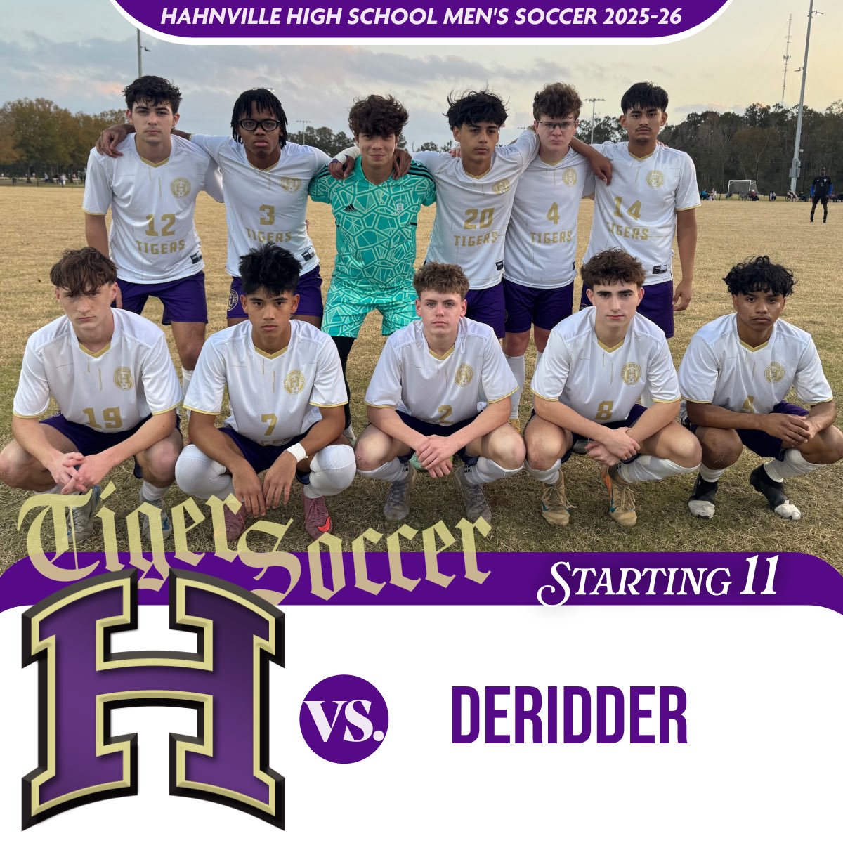Starting group vs. DeRidder at Copa. 
Let’s Geaux boys. 🐅 ⚽️