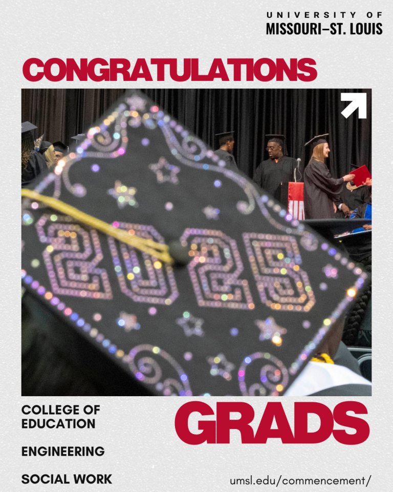 Congratulations to UMSL Fall 2025 graduates from the College of Education, the UMSL/WU Joint Undergraduate Engineering Program, and the School of Social Work! Watch the ceremony live at 6:00 p.m. (CDT) on Saturday, Dec. 20: umsl.edu/commencement/