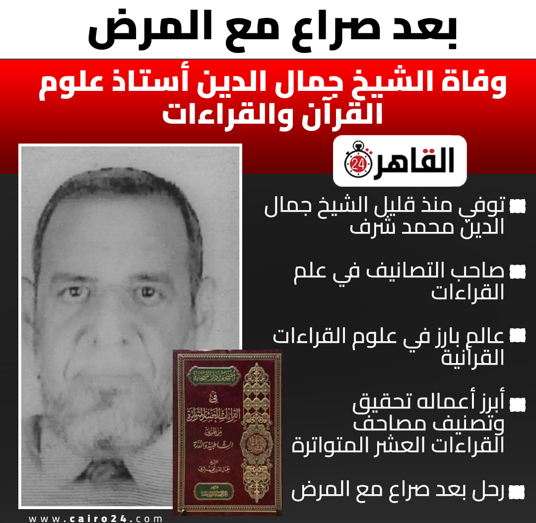 cairo24_'s tweet photo. بعد صراع مع المرض.. وفاة الشيخ جمال الدين أستاذ علوم القرآن والقراءات https://t.co/SQxpy2pDvL