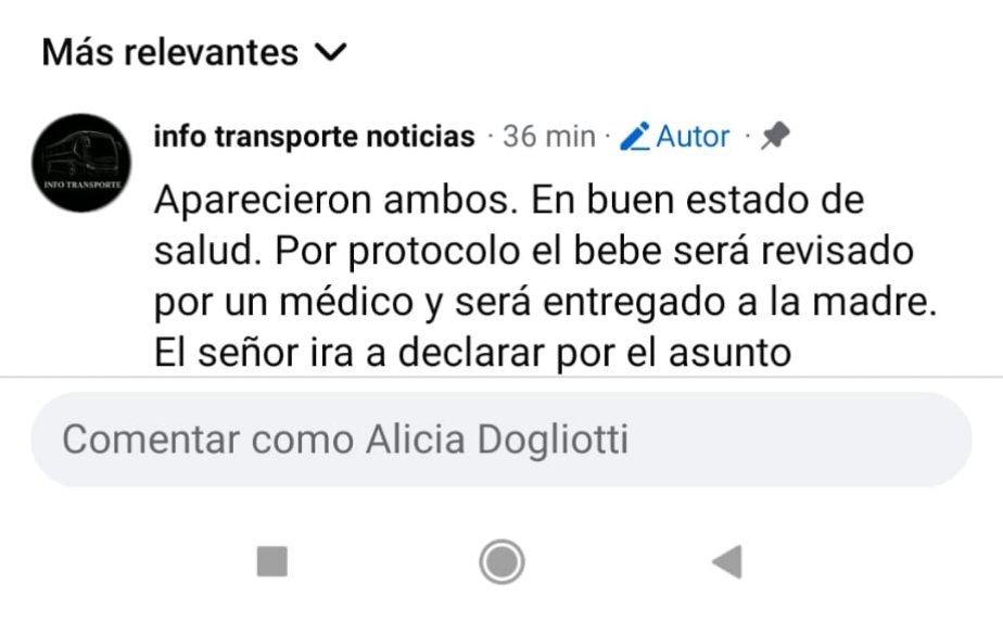 Sobre el bebé que estaba siendo buscado