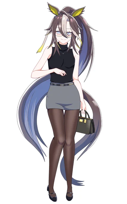 ノースリーブタートルネックにタイトスカートとタイツを合わせたドリームジャーニーの全身ですって?!?!?! #ウマ娘