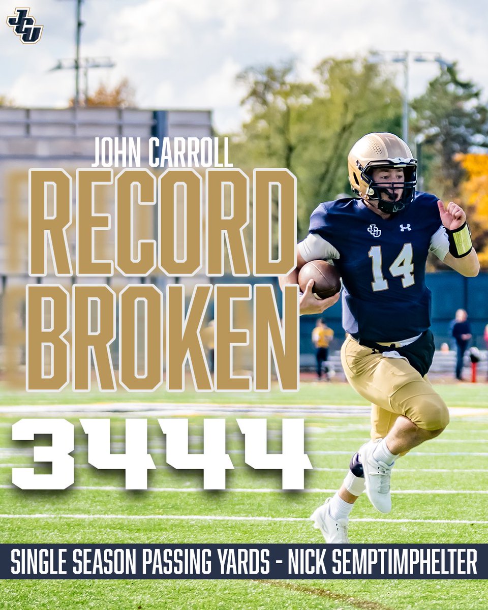jcusports's tweet photo. FB: Record Alert 🚨

Nick Semptimphelter now owns the @JCUFootball single season record for passing yards!
#d3fb https://t.co/zSEVAYbdLt