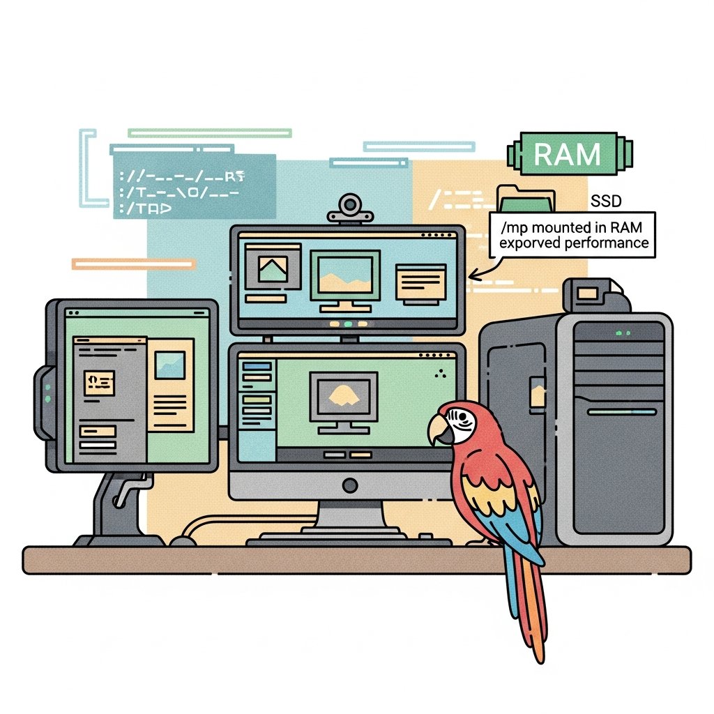 Parrot switched to KDE with a grin,
Dumped MATE for a shinier spin.
/tmp in the RAM, that's the plan,
SSD's getting a break, man!
Their distro's slick, let the fun begin!

#ParrotOS #KDEPlasma #LinuxSwitch #TechUpgrade