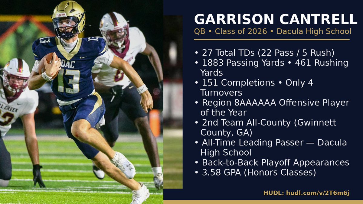 GarrisonCantre1's tweet image. Senior Season Stats #DaculaQB @DaculaFB @coachStan8 @coachemupallday @CoachE19141 @CoachT_Doster @CoachWarnock4 @GDPfootball @willhammock @AdamQBritt @PlayBookAthlete @RecruitGeorgia @scoreatlanta @najehwilk @RustyMansell_ @ChadSimmons_ @jeffsentell @JeremyO_Johnson @MattDeBary…