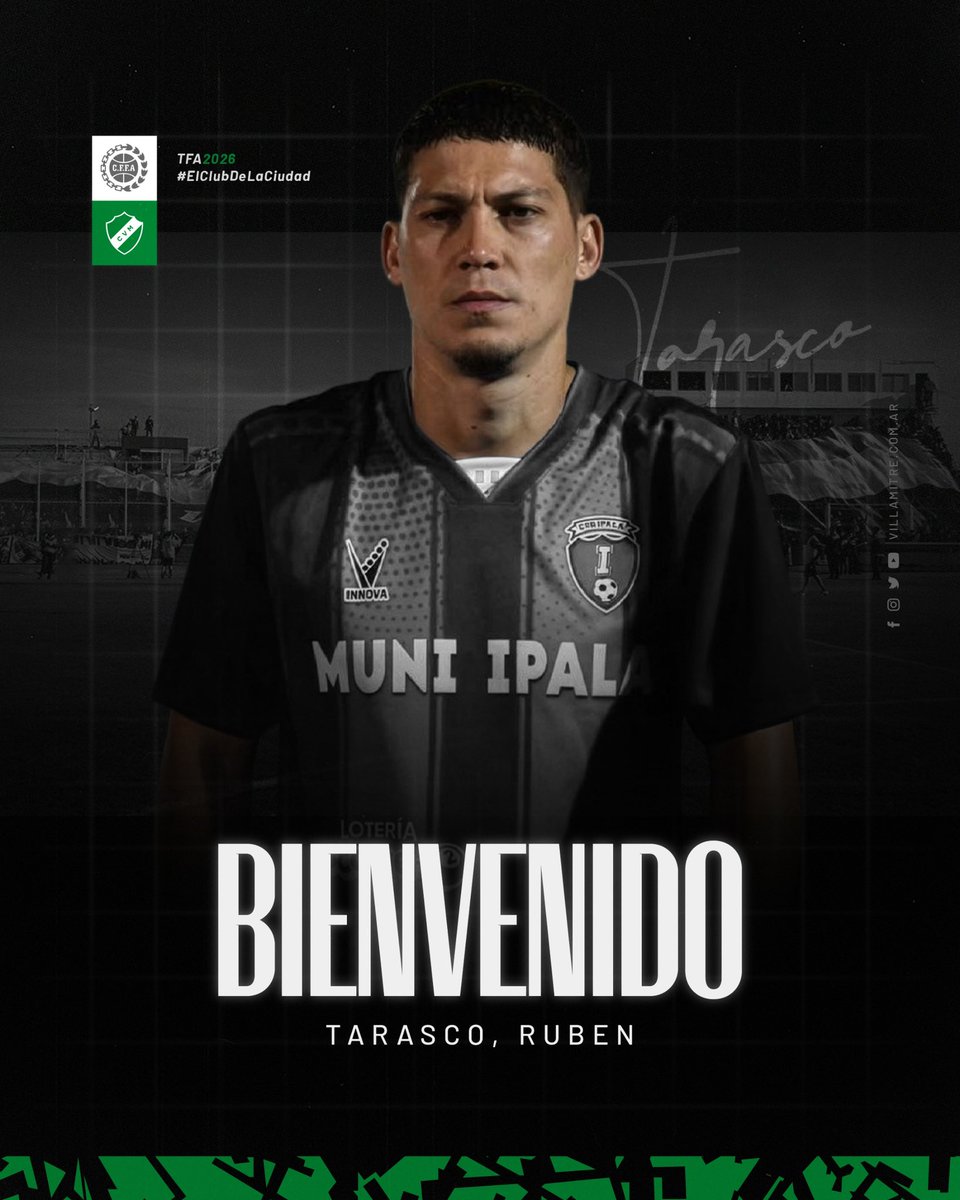 #Fútbol ⚽ #TFA

👉 Rubén Tarasco, delantero centro de 30 años, con pasado en Bolivia y Guatemala llega al club desde San Jorge de cara al Federal A 2026.

💪 ¡Bienvenido a Villa Mitre Rubén! 

#ElClubDeLaCiudad 🇦🇪