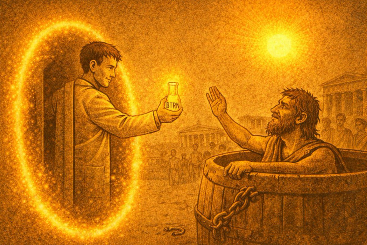buteriniumBTRN's tweet image. 🕳 Day 37 — The Goodbye

3️⃣ Post — Farewell to Absolute Minimalism

As the Buterinium portal reopened, Buterin offered Diogenes the yellow tube. 💛🧪

Diogenes waved it away.
“Take it with you — just don’t block my sunlight.” ☀️

Buterin nodded respectfully and stepped back into…