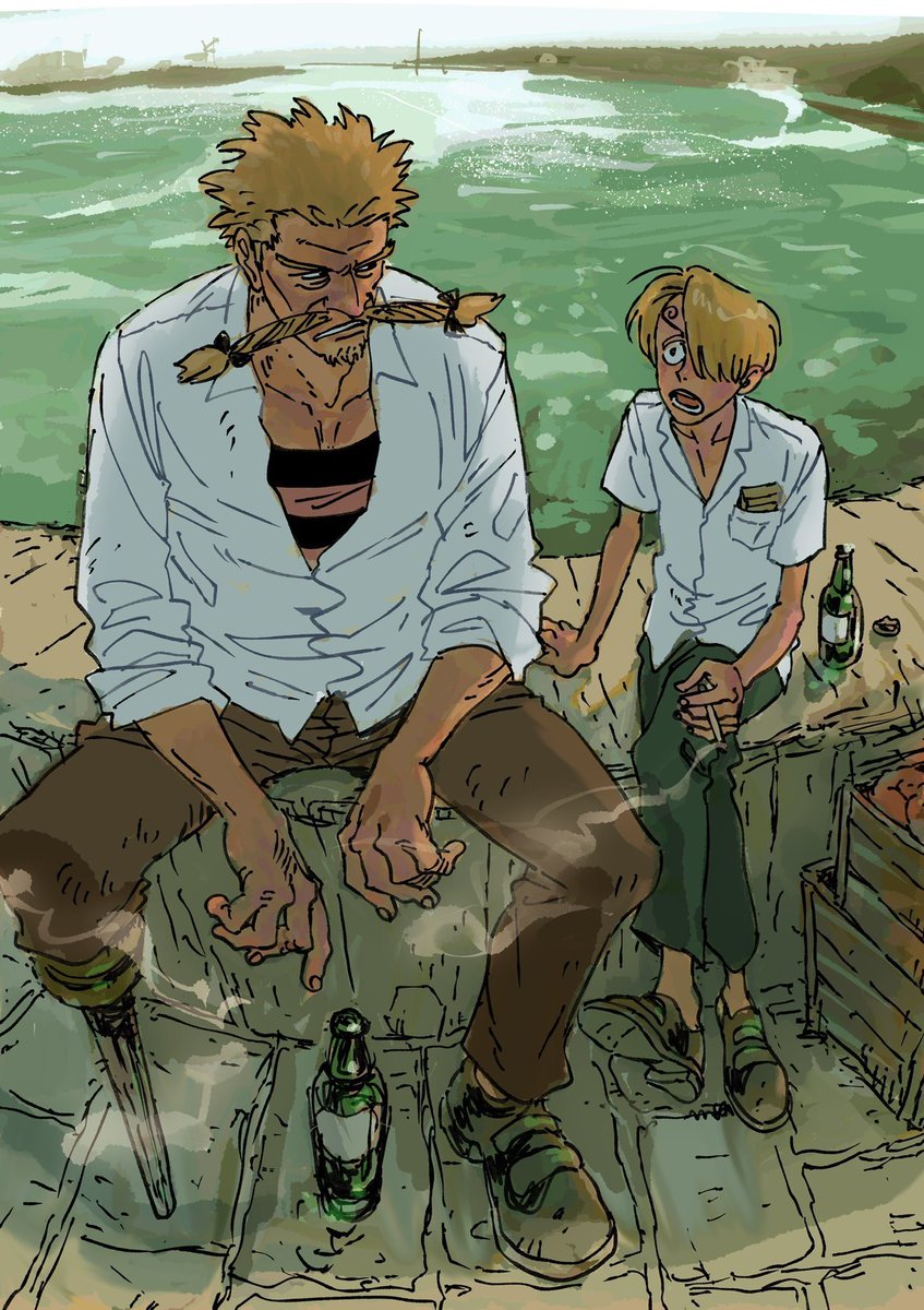 whirlysanji's tweet photo. thinking about waka hirako's art of sanji and zeff... i just love them in her style https://t.co/jTjnMuZqWo