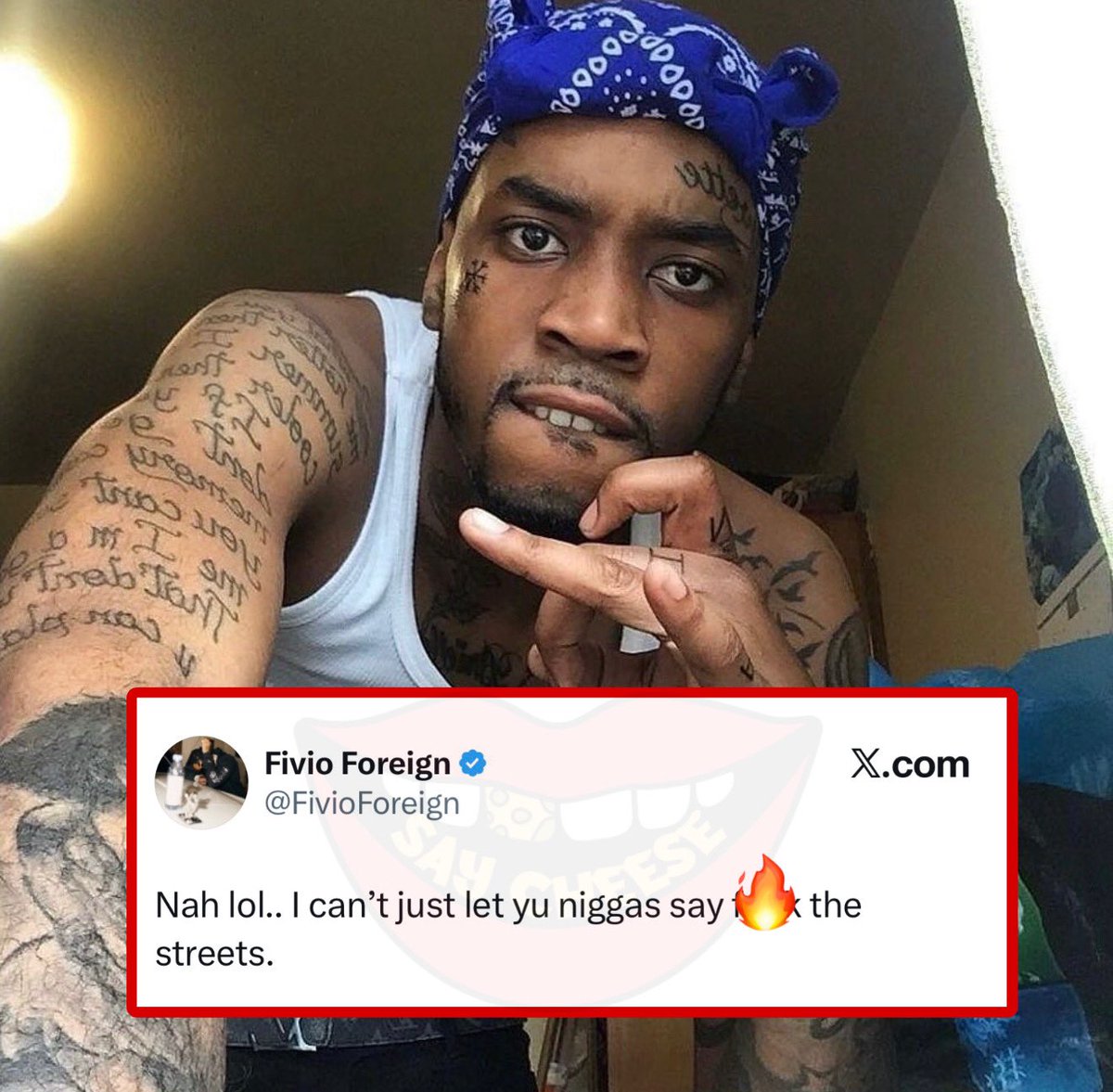 SaycheeseDGTL's tweet image. Fivio Foreign has a message for the “Fkkk The Streets” rapper movement