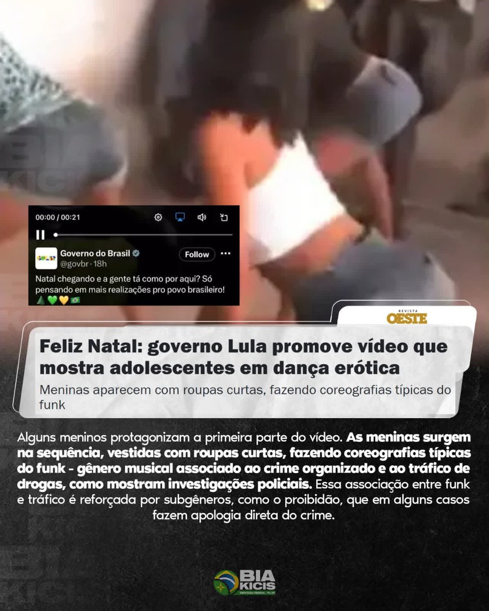 fazolreal's tweet photo. A conta oficial do Governo do Brasil no X postou um vídeo com adolescentes fazendo apologia ao crime e em danças sexualizadas, depois das críticas apagou, mas o print é eterno: https://t.co/shBjw7lWQ3