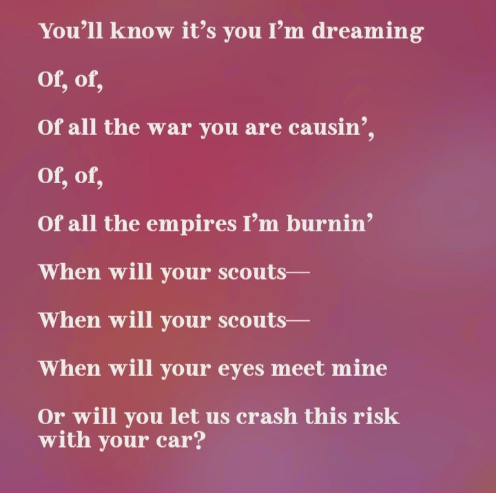diannearrows's tweet photo. i mean all the things i wish i said

empires i'm burning 🔗 https://t.co/4W823JySLf