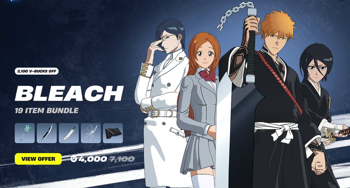 BLEACH IS FINALLY IN THE FORTNITE SHOP 

CONSIDER USING CODE "ENDTITAN" WHEN BUYING THE BEST ANIME COLLAB

#ad