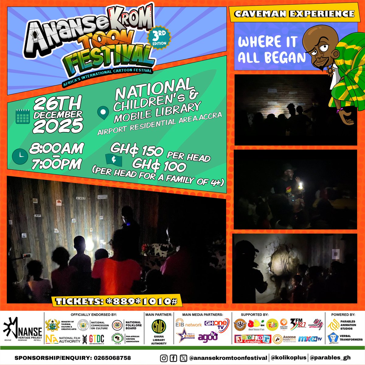 AnanseToonFest's tweet photo. PANELIST: Dr. @KwabenaOA
🤗Ghana, get ready for the grandest kids &amp; family festival this December🔥🥁3RD EDITION of Africa’s International Cartoon Festival @AnanseToonFest

The festival features many unprecedented activities. GRAB YOUR TICKETS NOW
Dial *889*1010# @parables_GH https://t.co/ku9cvhYjTB