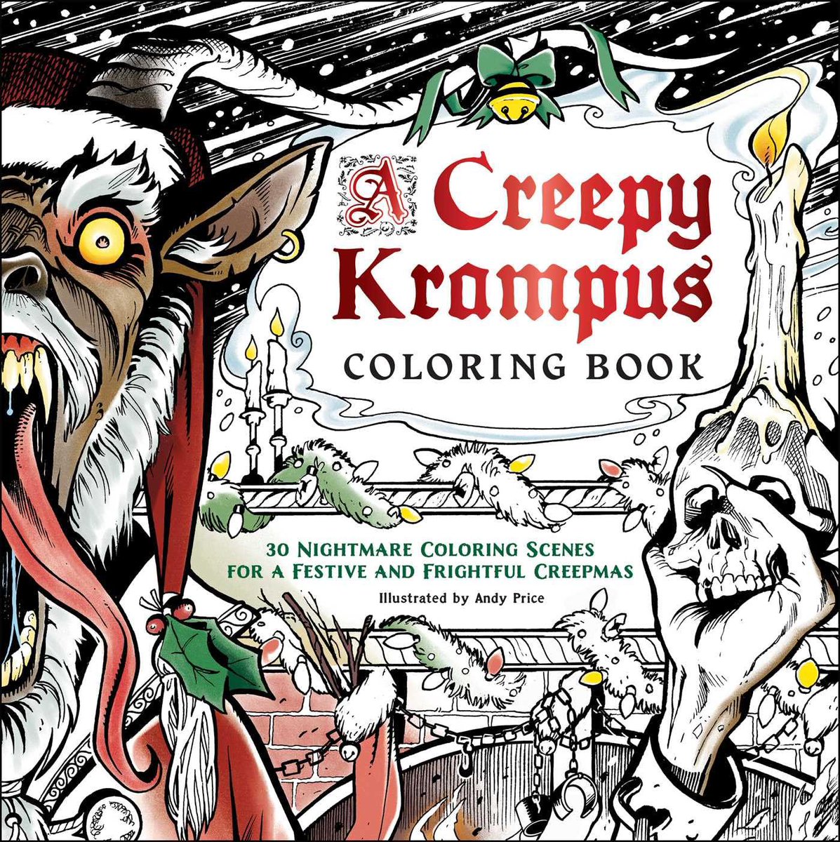 AndyPriceArt's tweet photo. It’s not too late to order my  “A Creepy Krampus Coloring Book” from @adamsmedia ! 
What’s Christmas without ghost stories… and, uh, cannibalistic/child-beating elves and kaiju sized cats?  Joyeux Noël! #Christmas2025 #krampus #horror #coloring 

https://t.co/yZu3YMO5hj https://t.co/Zq5Hqe1yGb