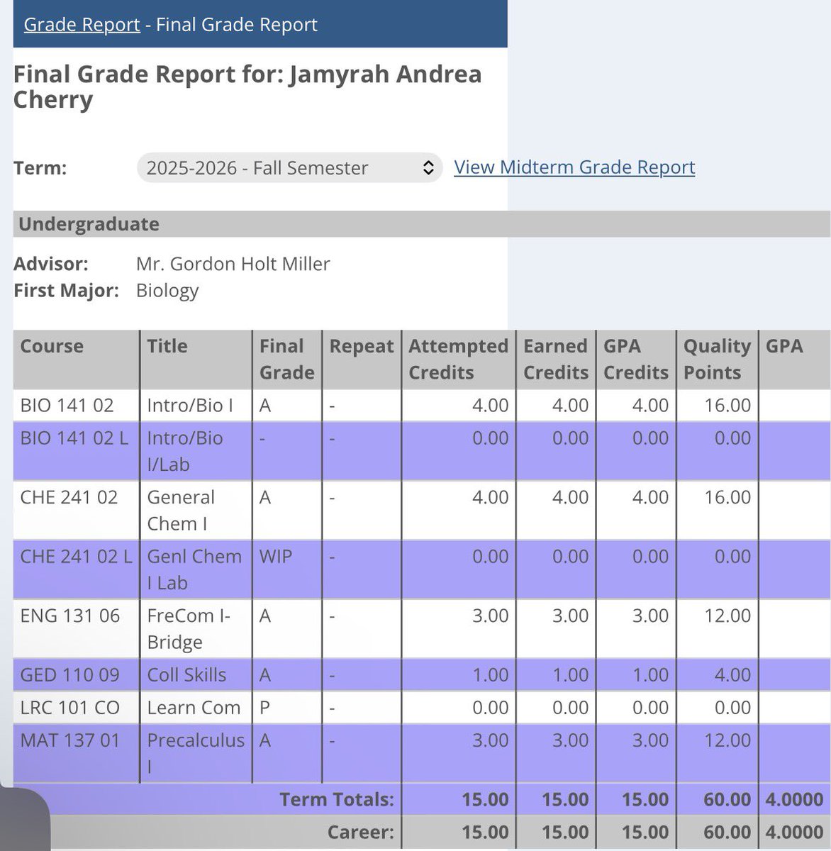 #Thankful Completed my first semester of college with all A’s while being a student athlete! 🩷🙏🏽
