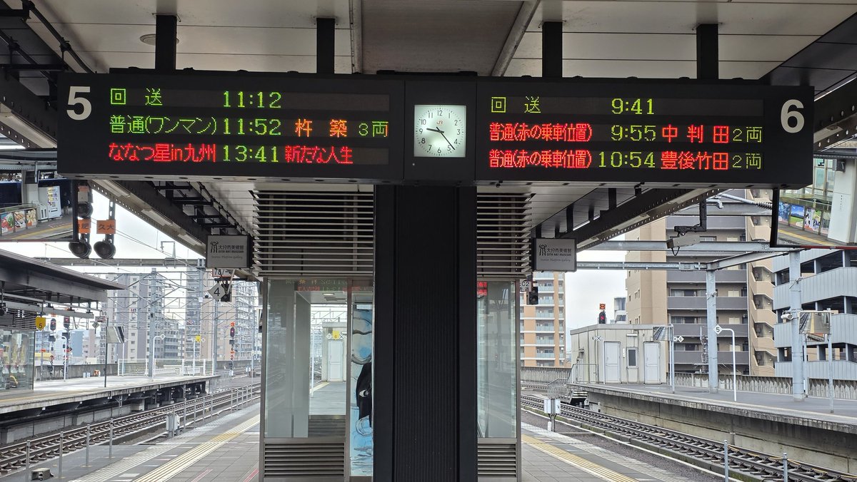 おはようございます☁️ 雨🌂は止んだ大分駅🚉9:23現在の気温 14.3