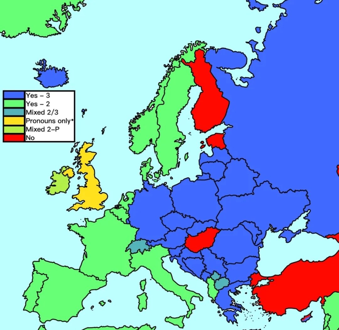 RedMaps11's tweet image. Does your country's main language(s) use grammatical gender?
