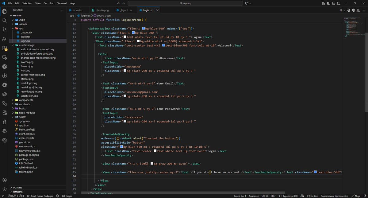HarikaraPrasadh's tweet image. Day 7: Build a login screen UI

#100DaysOfCode #codegold #reactnativetutorial #AppDevelopment

Learn More:
youtu.be/RZWX5krJHRI?si…