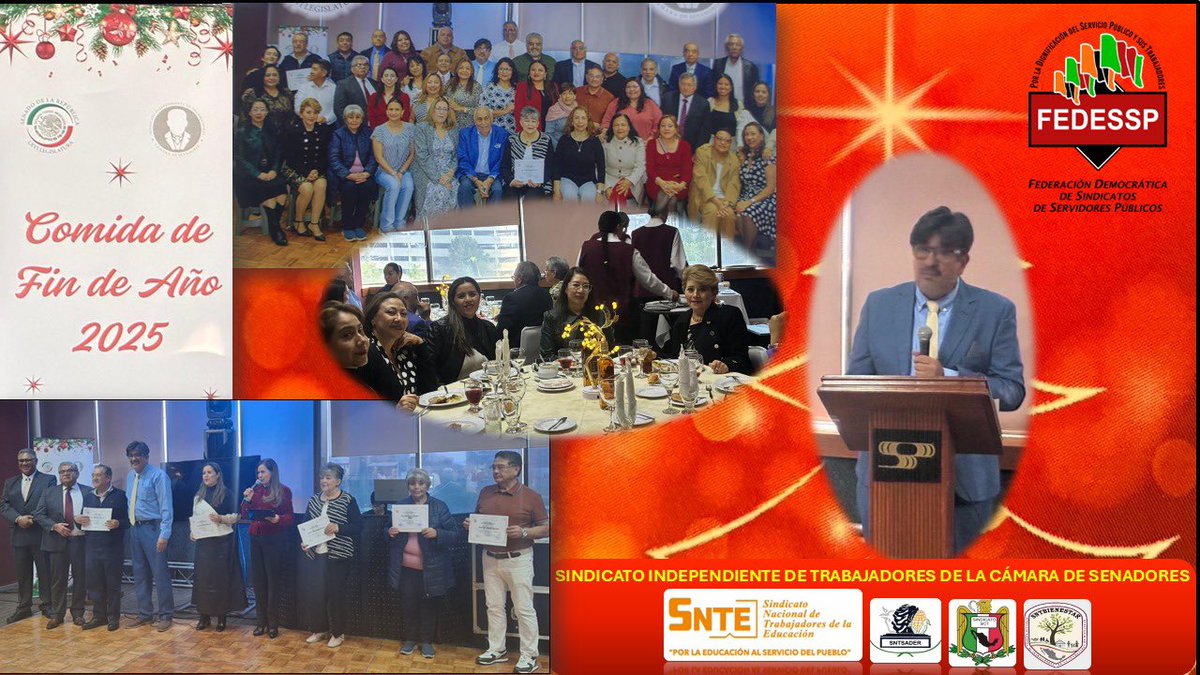 #FelicesFiestas
“Comida de Fin de Año 2025”
En representación de la Presidencia Colegiada Nacional El Mtro. Carlos Cruz Castelán, saluda a los integrantes del <a href="/Sintcas/">Rocio sanchez</a> que dirige el Lic. Luis Gonzaga Martínez Morel.
<a href="/agusaviles1/">Agustín Avilés</a> @SNTSADER <a href="/censntsict/">SNTSICT</a> <a href="/marudavalos29/">Maru Dávalos</a> <a href="/mariogomezgg/">Mario  Gómez</a>