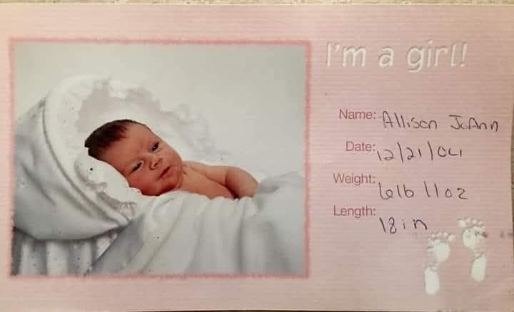 21 years ago today, I experienced love at first sight for the second time, and our family became complete. Happy birthday, Allison. I love you more than you'll ever know.