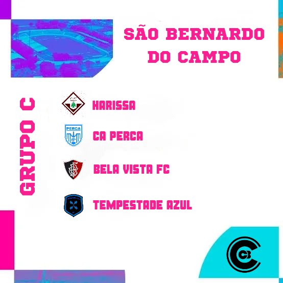 GRUPO C DEFINIDO!

<a href="/NRHarissa/">☨̶ Esporte Clube Harissa ☨̶</a> 
<a href="/percaac/">CLUB ATLÉTICO PERCA</a> 
<a href="/BelaVistaFC_/">Bela Vista FC</a> 
#TempestadeAzul