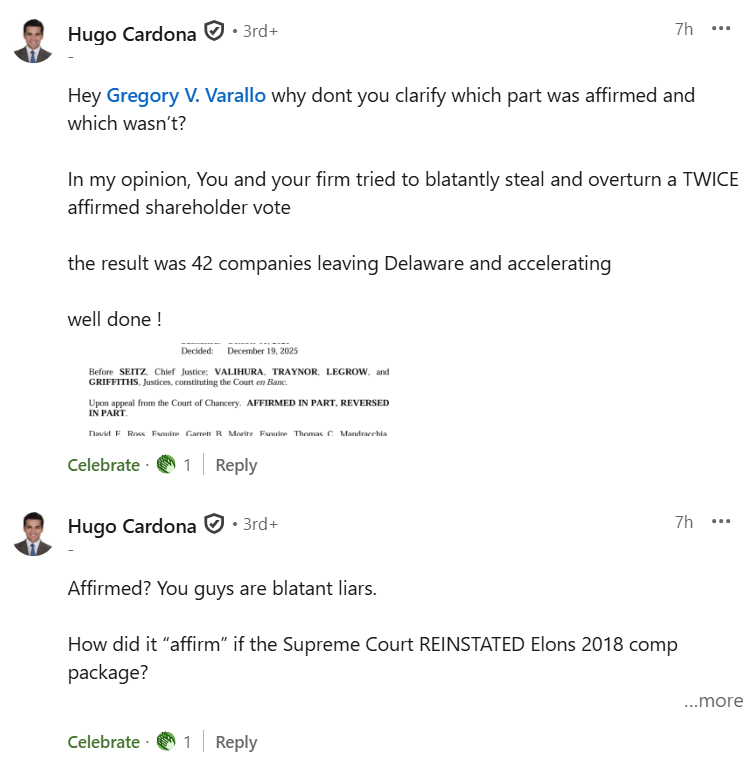 TeslaBoomerMama's tweet image. I want to meet Hugo Cardona, who had the courage to reply this to Bernstein Litowitz Berger's LinkedIn self-congratulatory post.

If anyone knows him, please ask him to reach out.
linkedin.com/in/hugocardona/

The LinkedIn post:
linkedin.com/posts/bernstei…