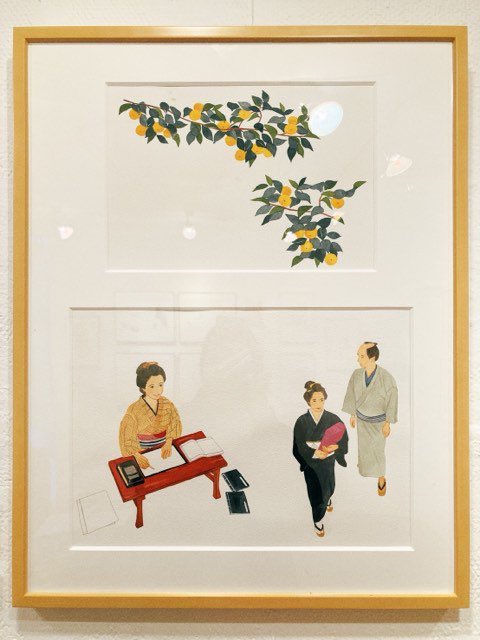 かくしごと展 9日目
私は体調不良で在廊出来ないのですが、今日は他の作家さん皆さんいらっしゃるようです(時間はバラバラかも)
点数沢山で見応えある展示となっていますのでぜひ足をお運びください。

画像は今年発売された西條奈加さん『初瀬屋の客 狸穴屋お始末日記』のカバーイラスト原画です
