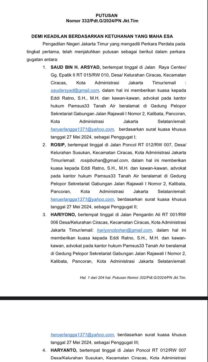 phalosaaw's tweet photo. Putusan Perkara no: 332/Pdt.G/2024/PN.Jkt.Tim terkait PMH Tanah Cawang, Sebagai kuasa hukum Monica Darmono sebagai Tergugat III salah satu ahli waris alm. Hidayat Darmono.

Menyatakan Gugatan Para Penggugat tidak dapat diterima.

https://t.co/mGCZW2khLf https://t.co/1ZTGCqeSzN