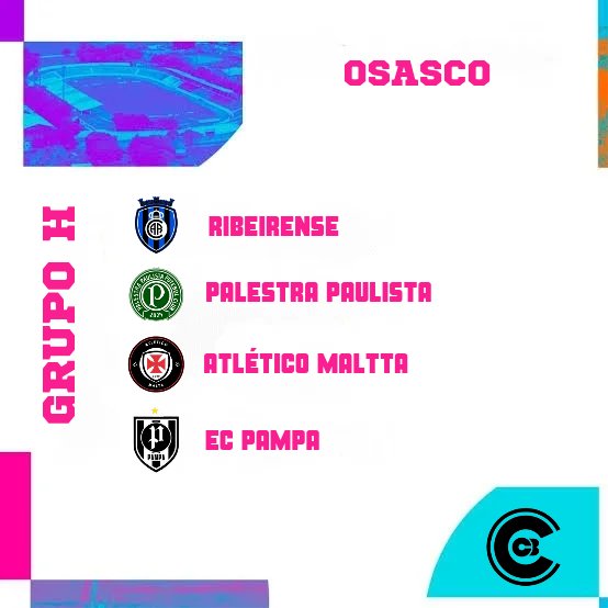 GRUPO H DEFINIDO!

<a href="/RibeirenseCA/">CA Ribeirense</a> 
<a href="/PalestraSPA/">Palestra Paulista</a> 
#AtléticoMaltta
<a href="/ECPampa/">EC Pampa ⚫️⚪️</a>