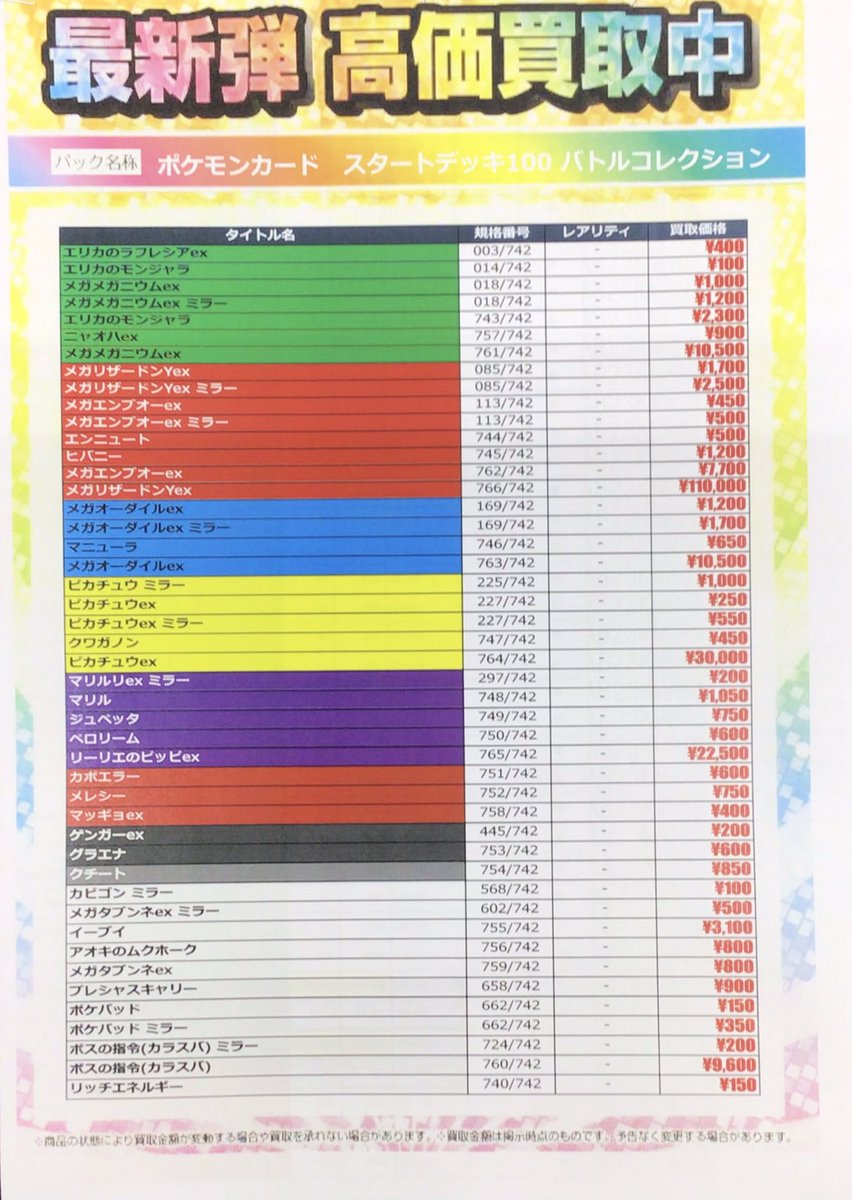 💰トレカ最新弾買取情報💰

#ポケモンカード
「#スタートデッキ100 バトルコレクション」

最新弾買取受付中です‼️
お持ち込みお待ちしております🙌🏻

※12月21日(日)11時時点の買取価格です。

※随時価格変動がございます。 

#TSUTAYA田上店 #トレカ #買取