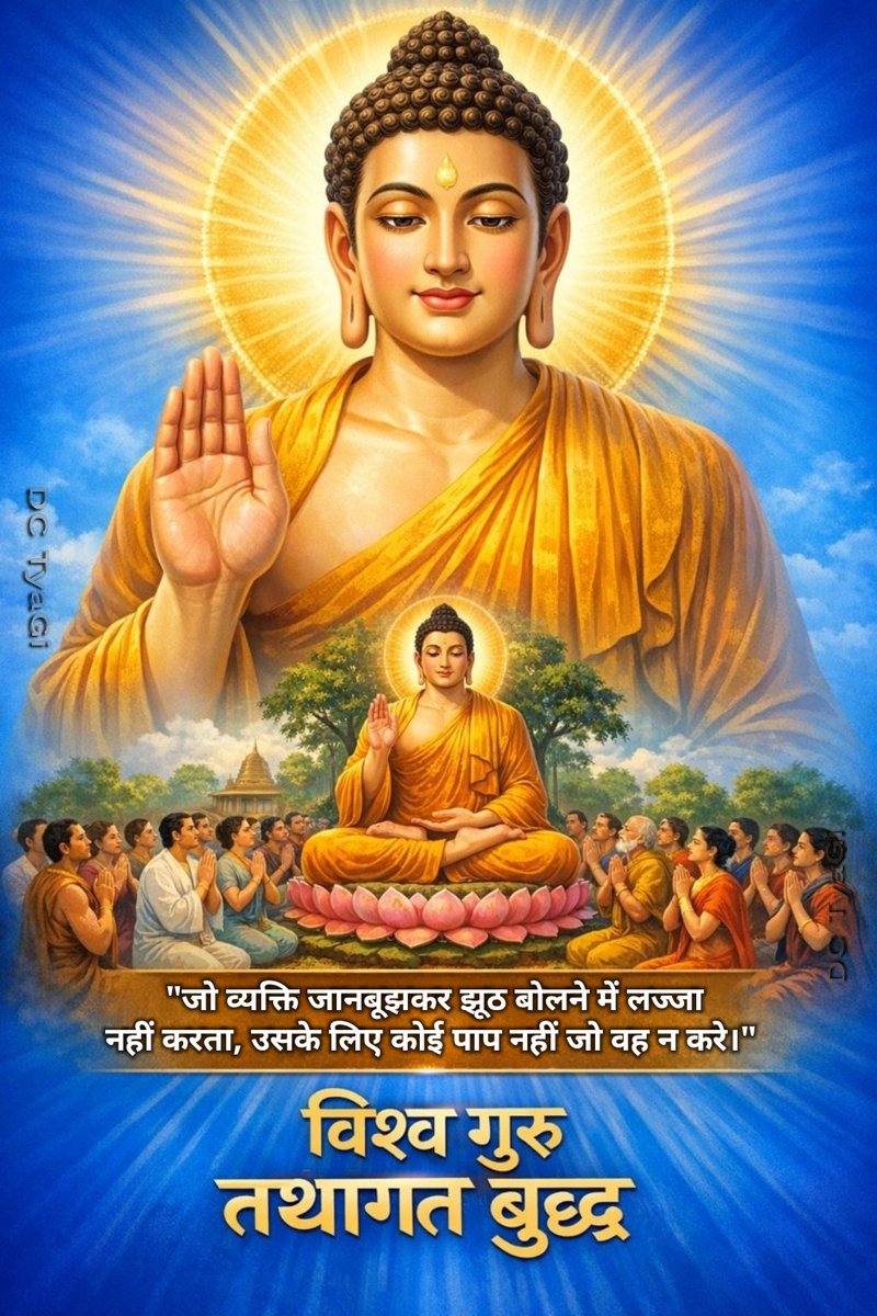 "जो व्यक्ति जानबूझकर झूठ बोलने में लज्जा नहीं करता, उसके लिए कोई पाप नहीं जो वह न करे।"
#तथागत_बुद्ध
💐💐💐💐💐
प्रातः काल के पावन अवसर पर, 
करुणा के सागर 
#तथागत_बुद्ध को,
मैं सहृदय कोटि-कोटि वंदन करता हूं,
🛞🛞🛞🛞