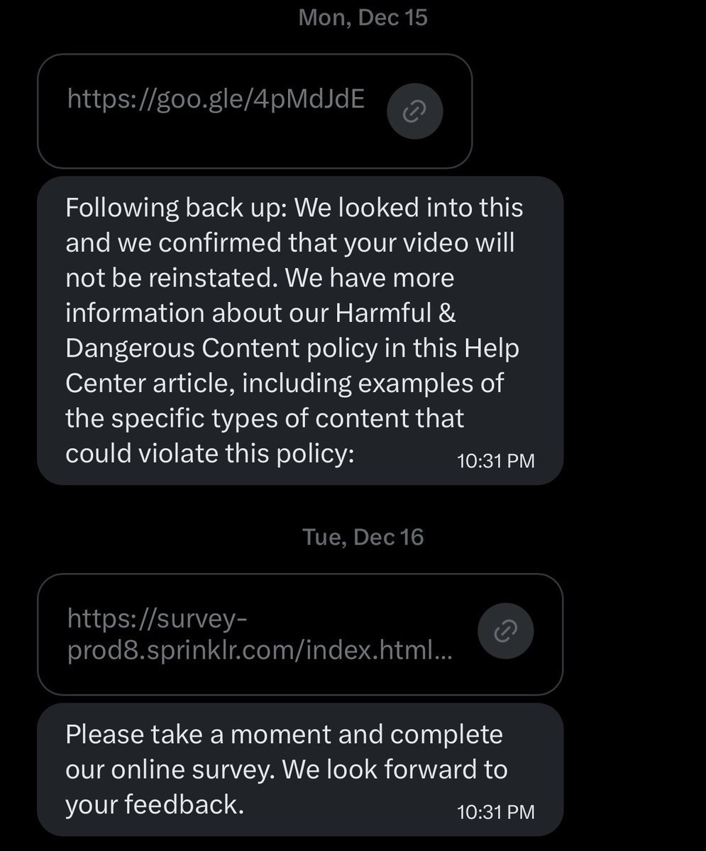 My appeal has once again been rejected by an automated system. I asked for my case-id number(something which is provided when a human reviews your content) and was told a case-id for my appeal was never created. I am escalating this with a partner manager currently <a href="/TeamYouTube/">TeamYouTube</a>