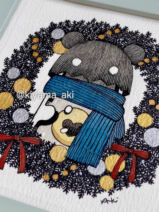 クリスマスリース(ノッシ) #イラスト #透明水彩