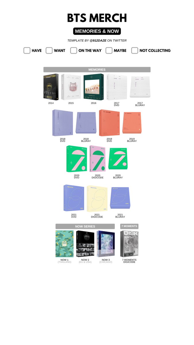 BTS Memories, Muster & Fanmeeting DVD Templates