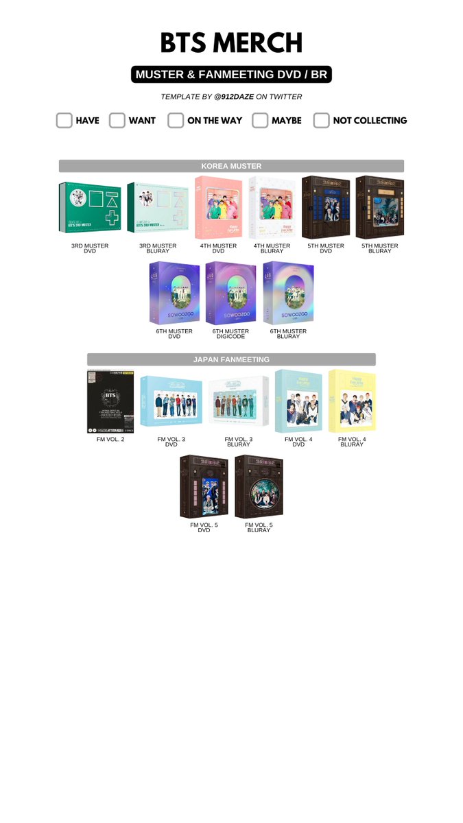 BTSセット（DVD、ペンライト、ブロマイド等） BTS Memories, Muster & Fanmeeting DVD Templates