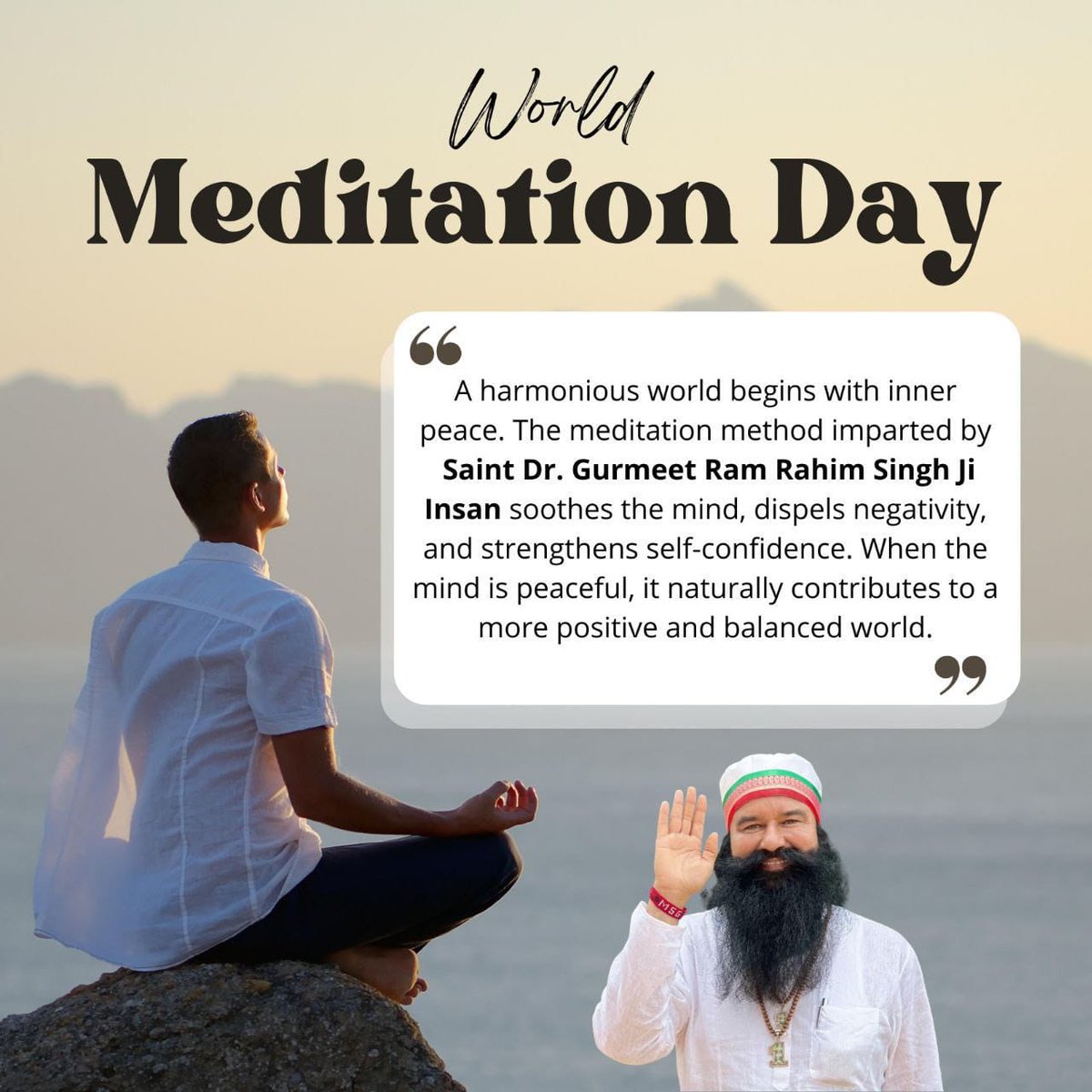 usha_dimpl58279's tweet photo. Meditation, a profound practice that helps us understand ourselves better,and change to uplift humanity.Millions worldwide are embracing this with the inspiration of Saint Gurmeet Ram Rahim Singh.
Let’s follow this timeless tradition
#WorldMeditationDay
#WorldMeditationDay20250 https://t.co/T1DytnwwrM