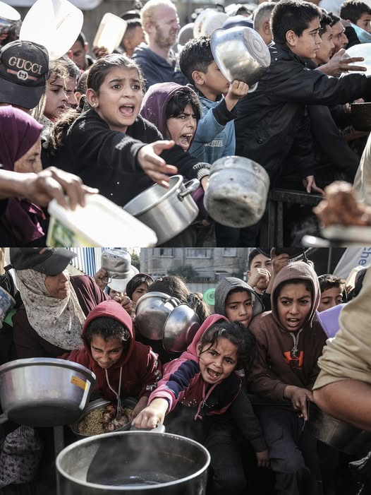 ShanghaiEye's tweet image. IN PICS: Displaced Palestinian children receive food distributed by a charity organization, creating a large crowd, at #Nuseirat Camp, in #GazaCity, #Gaza, on December 20, 2025. The food crisis in Gaza City continues as Israel allows only limited humanitarian aid into Gaza Strip.