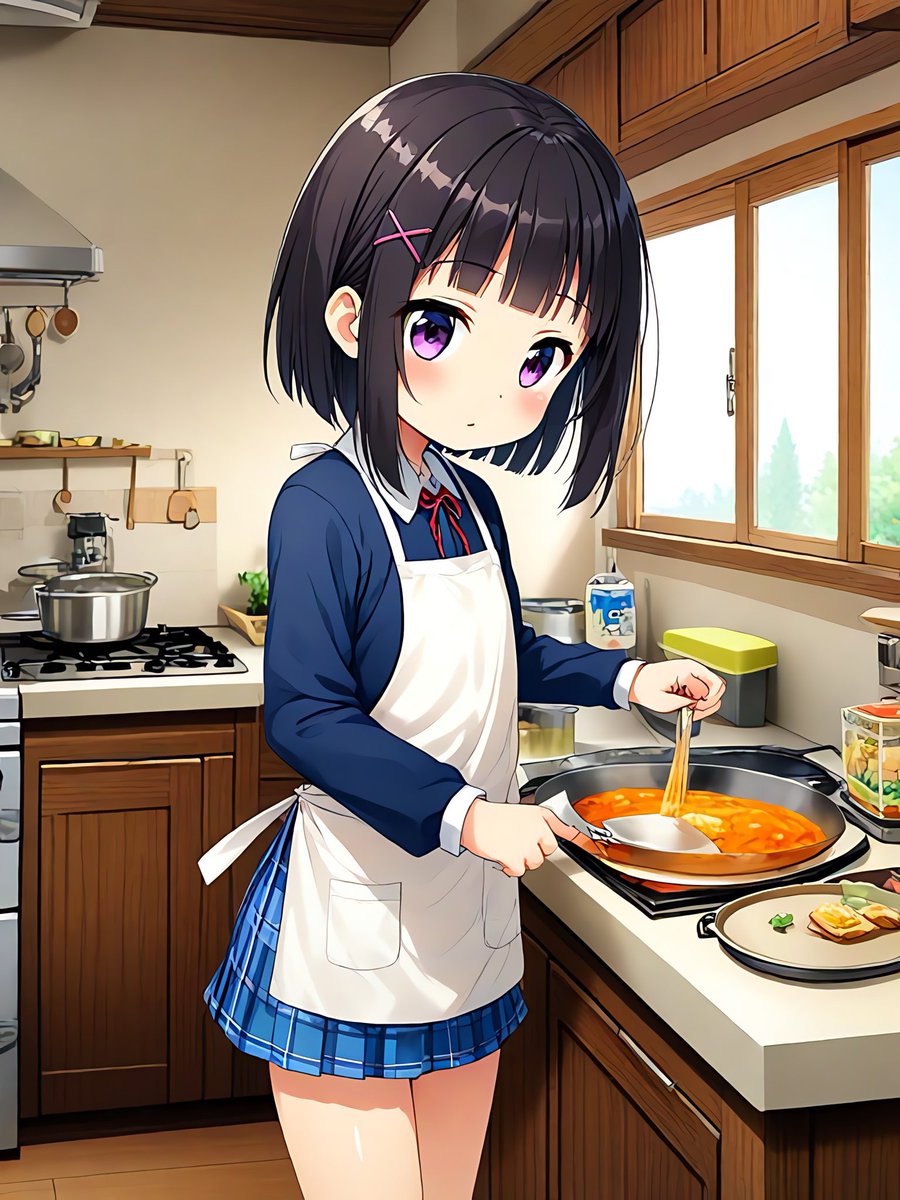 日曜日に昼食のお手伝いする小学生！
#AIイラスト #AIart #女子小学生 #キッチン