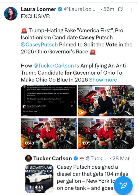 DiggingInTheDi1's tweet image. I know nothing about Casey Putsch except for 3 things:

1) He's not Vivek 
2) Laura Loomer hates him
3) He's White

So what I'm saying is that you should vote for him if you live in Ohio
