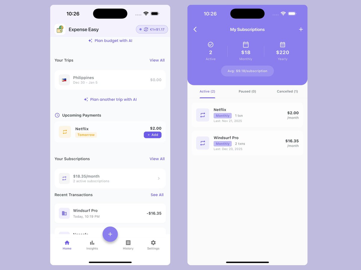tariq2305's tweet image. 🚀 ExpenseEasy.app is evolving into a full personal finance ecosystem

Not just expense tracking anymore.

AI money assistants
Smart budgeting
Trip expense control
🔥 Subscription Manager (coming soon)

One app. Total money control 👊
#BuildInPublic #FinTech…