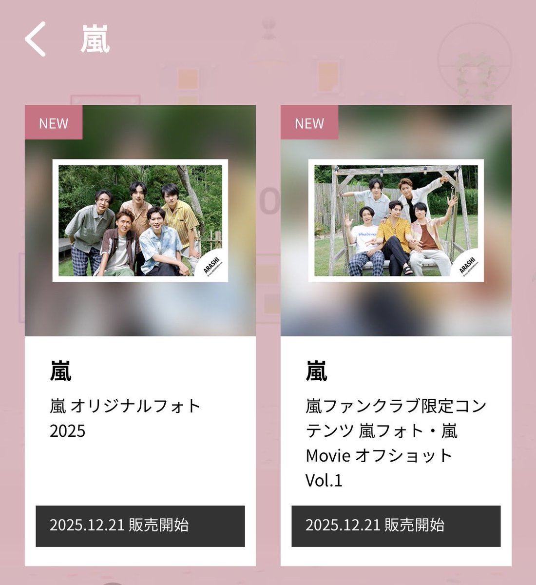 12/21 販売開始】 □嵐 オリジナルフォト2025｜嵐FC限定コンテンツ嵐