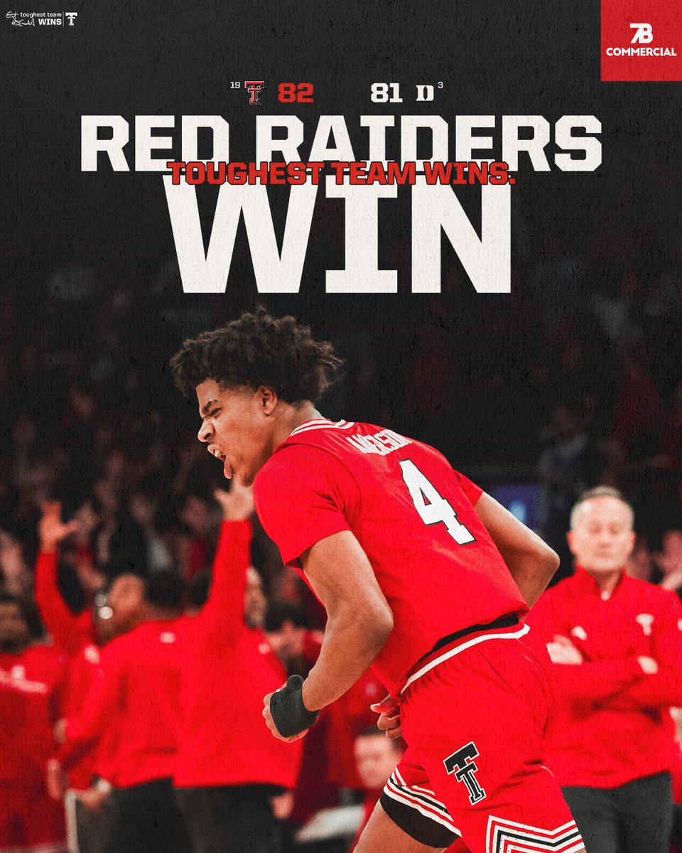 TexasTechMBB's tweet image. TOUGHEST TEAM WINS ‼️

#TTW | @7BCommercial