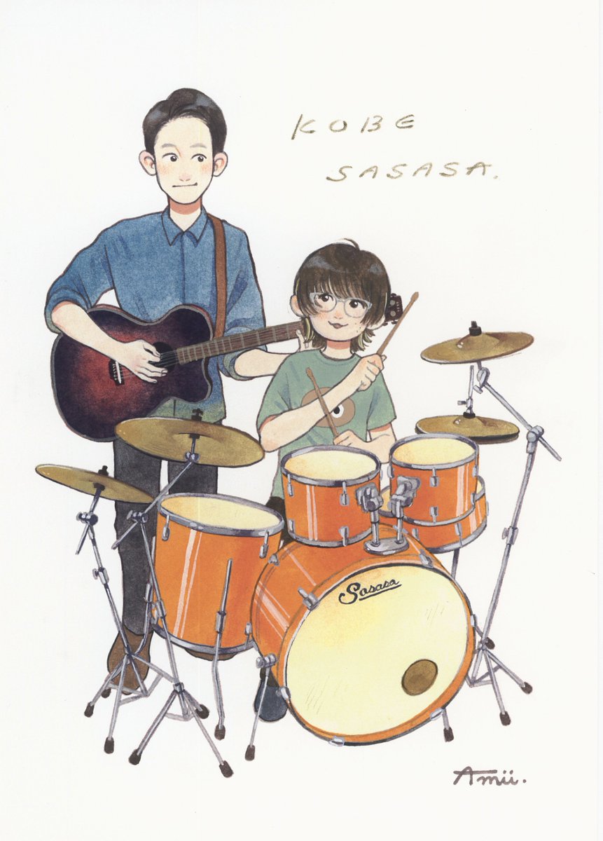 Amii__0219's tweet photo. 友人夫婦の結婚祝いで描かせてもらったイラスト、気に入ってるので再掲 https://t.co/Dm4ClZmCBm