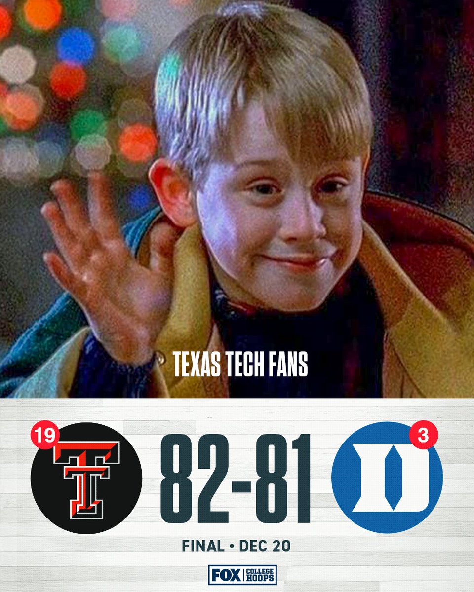 CBBonFOX's tweet image. Texas Tech stuns No. 3 Duke! 😤