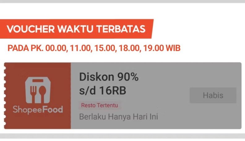 Info Promo Makan Siang Diskon ShopeeFood 90% sd 16RB 

⏰ 11:00
📍Resto tertentu

klaim di salah satu resto ini

shopee.co.id/universal-link…