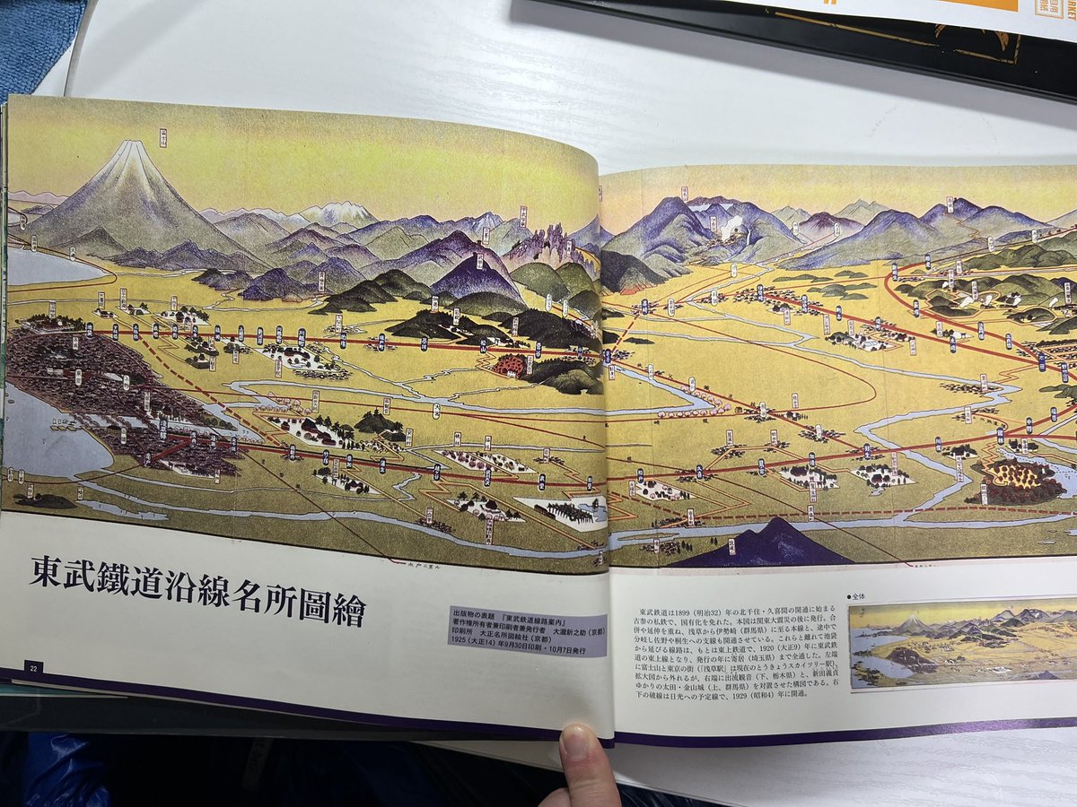 吉田初三郎鳥瞰図。借りて読んでみるけど雲仙の地図に東京と富士を描き