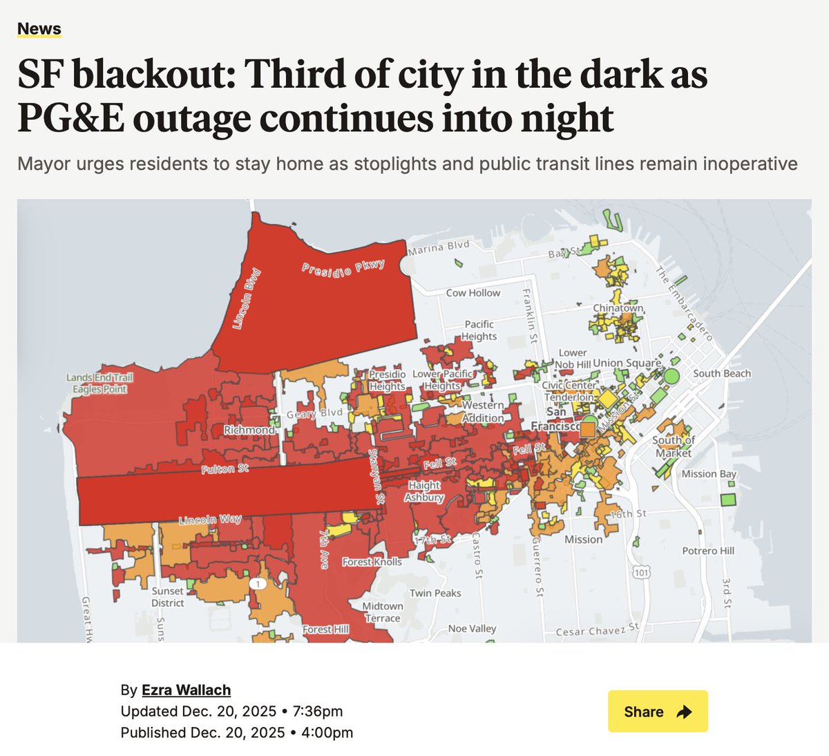 ChoiJoon's tweet image. The City without POWER...   #SanFrancisco 

"SF Blackout: Third of the city in the dark as PG&amp;amp;E outage continues into night..." ~Ezra Wallach | @sfstandard 

sfstandard.com/2025/12/20/wha…