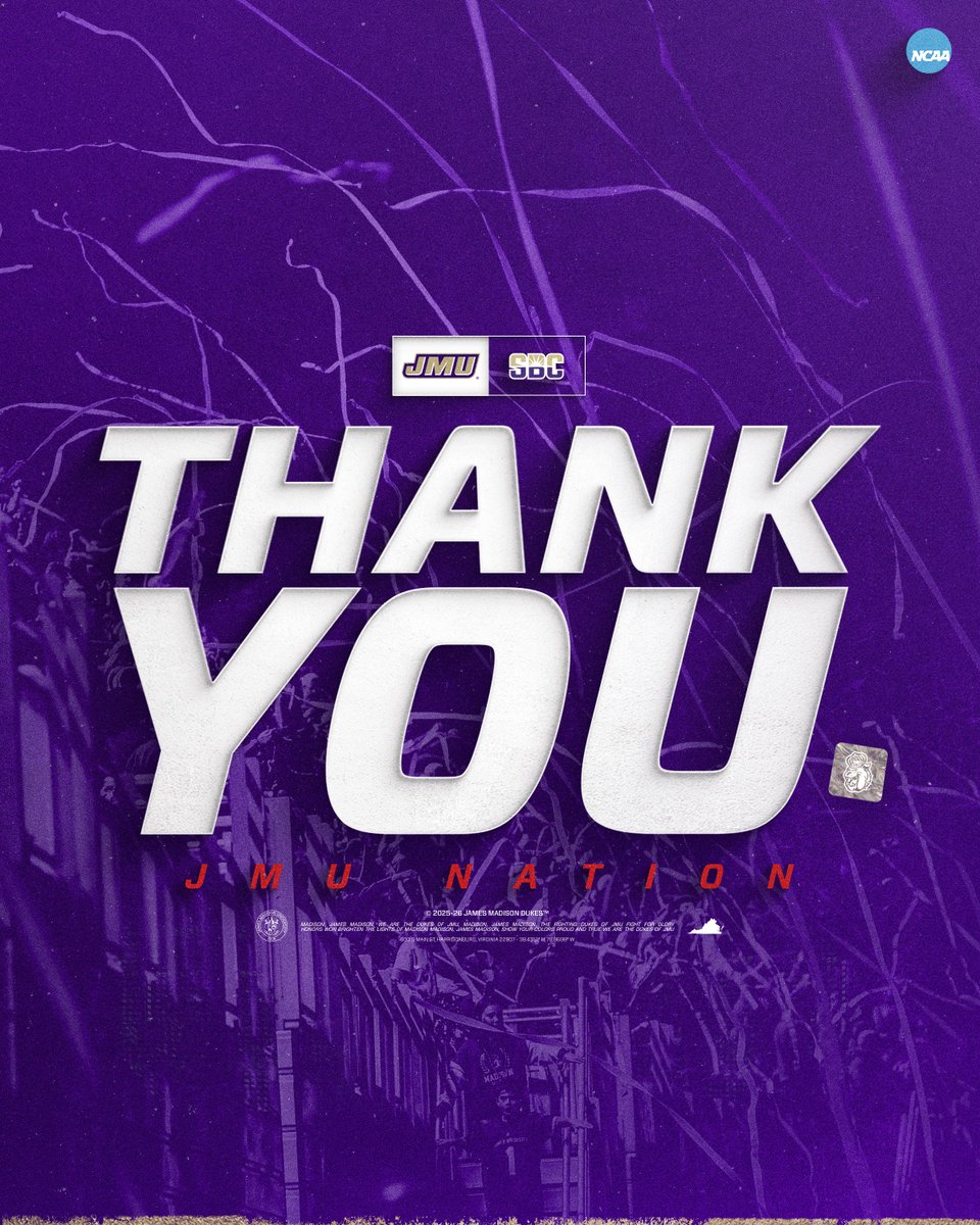 JMUSports's tweet image. What an amazing ride - thank you JMU Nation for your support of @JMUFootball the entire season! 

✅ 6 for 6 regular season sellouts at home 
✅ Hosting and winning our first @SunBeltFB Conference Championship
✅ First @CFBPlayoff appearance 

#GoDukes