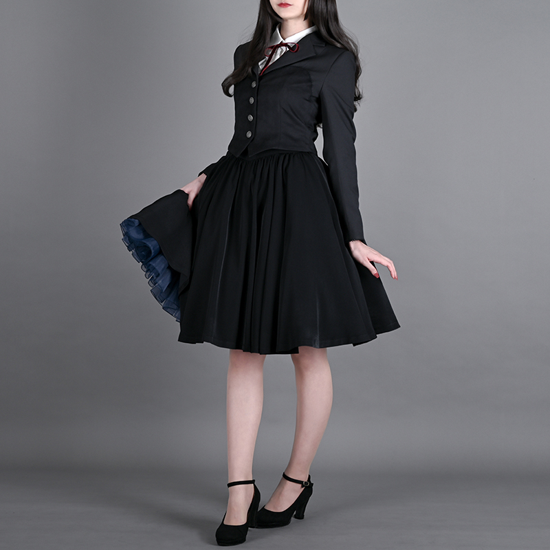 pick up】理想のサーキュラースカート ブラック 思わずステップを踏み